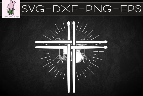 Christian Drum Stick Cross Funny Graphics for Crafts