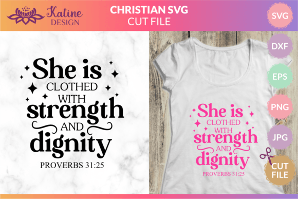 Christian SVG Bible Verse Strong Woman: Graphics for Crafts