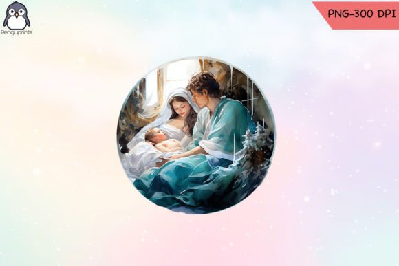 Christmas Ball with Baby Jesus Graphics for Crafts