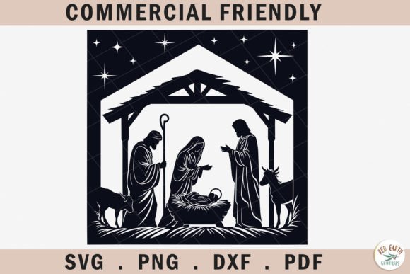 Christmas Nativity SVG Graphics for Local Crafts Branding